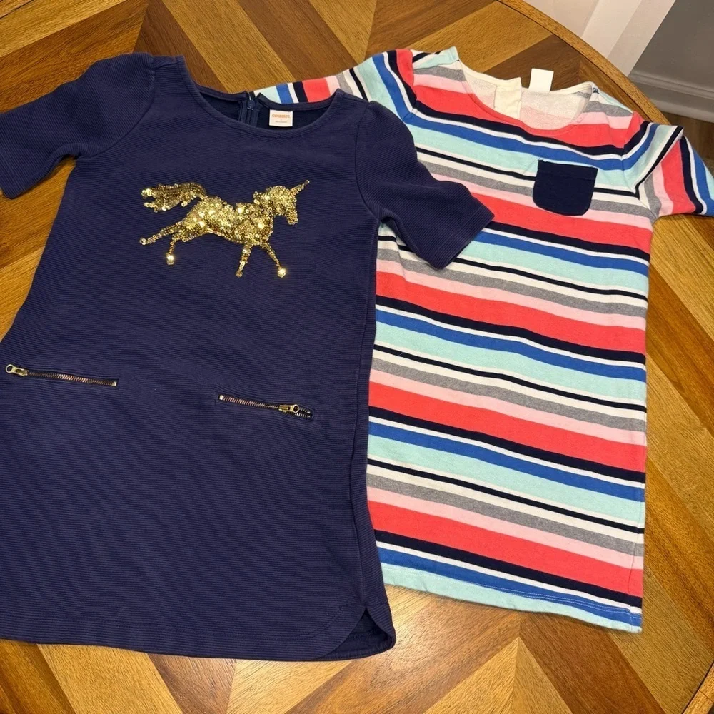 Gymboree dresses lot of 2 unicorn and stripes